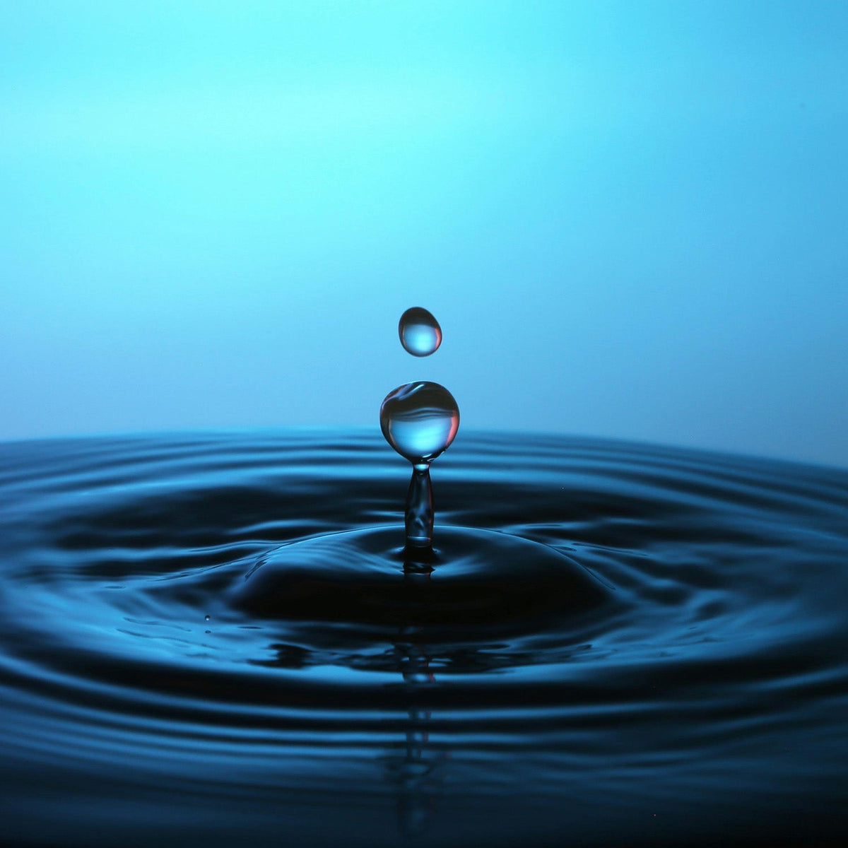 Water droplet creating ripples on water