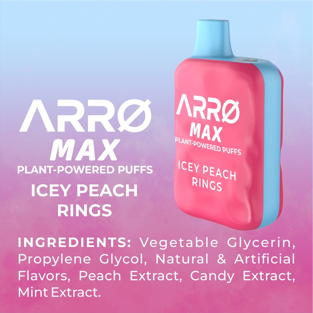 ARRØ MAX Zero Nicotine Vape – Icey Peach Rings