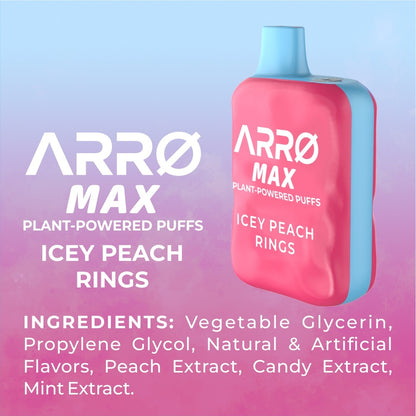 ARRØ MAX Zero Nicotine Vape – Icey Peach Rings